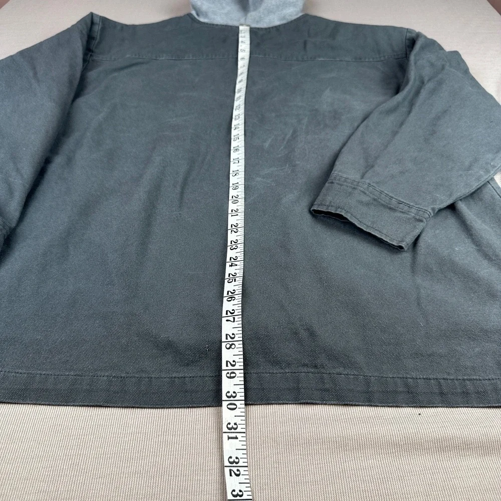 Wrangler Workwear Snap Shirt Hooded Jacket XL Gray Canvas (Drawstring Removed)